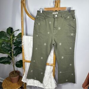 Warp + Weft Olive Green Jeans w Stars sz 12